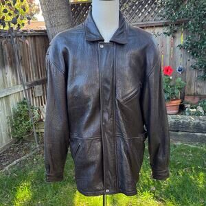 VTG Couture by J Park Leather Jacket Brown Genuine Leather Men's Size Medium